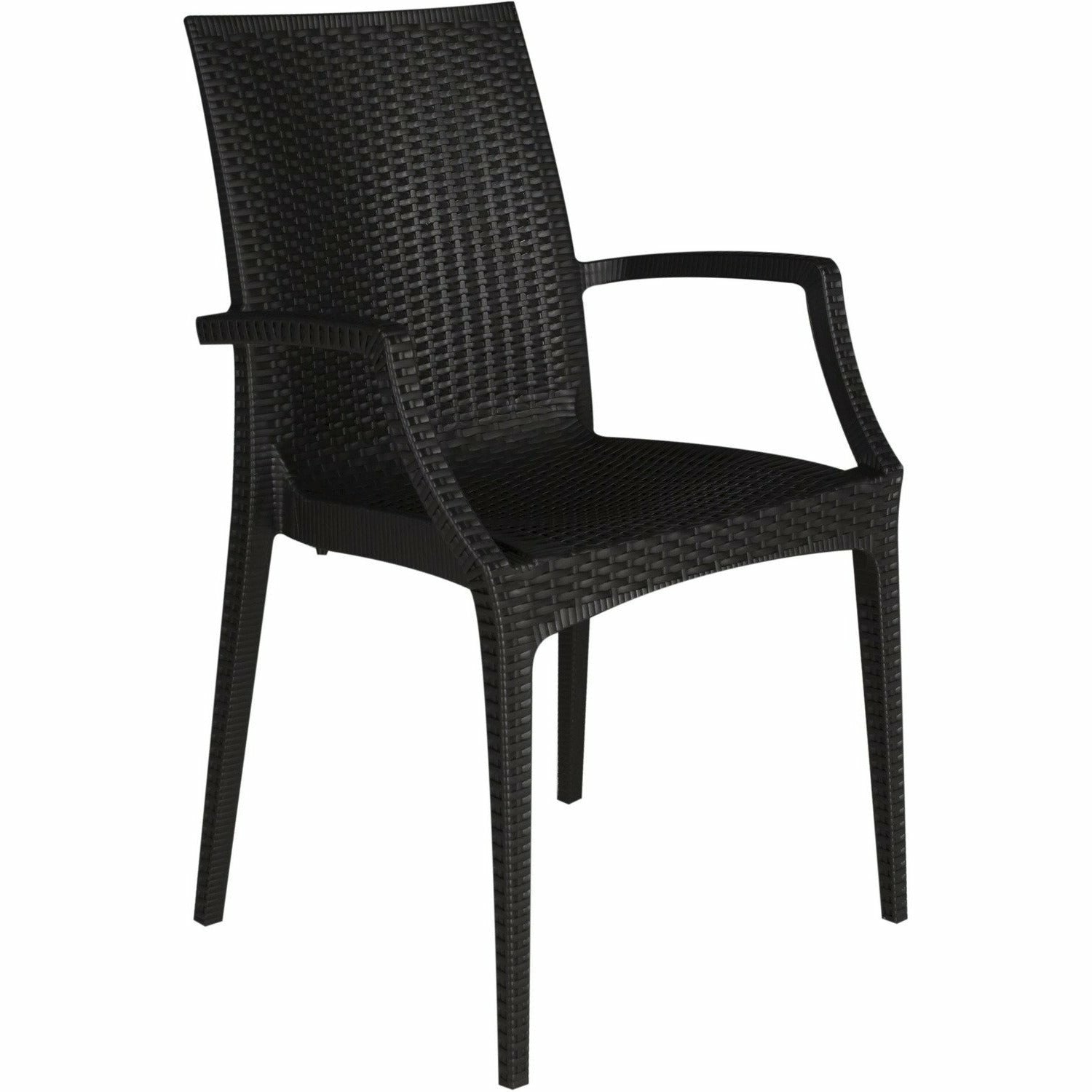 GRANDSOLEIL - Sedia Rattan Bistrot con braccioli antracite Linea Green Boheme - h87x57x53 cm